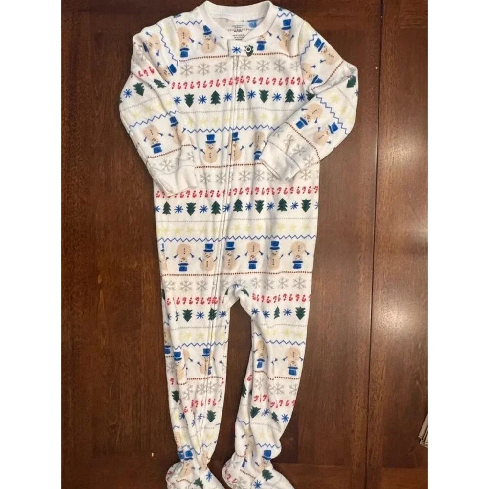2 Toddler Zip Up Fleece Pajamas Holiday Plaid Winter Boys Girls Size 4T
